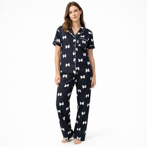 Kate Spade Black and White Bow Pajama Set Size Medium Loungewear Nightwear #14